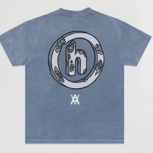 Hidden x Daniel Arsham eroded H logo tee vintage wash blue brand new super rare!